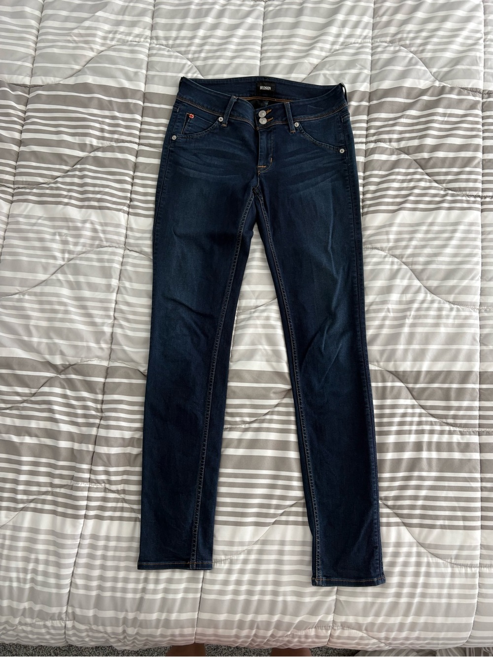 Women's Hudson Dark Denim Jeans with Back Button Pockets